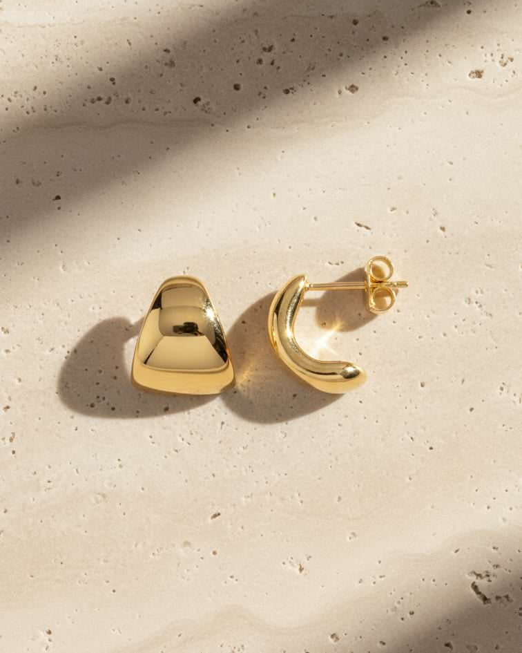 Wide Dome Huggie Earrings