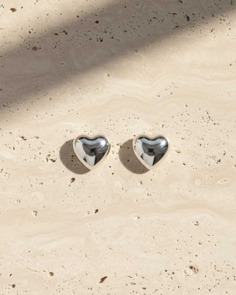 Puffed Heart Stud Earrings