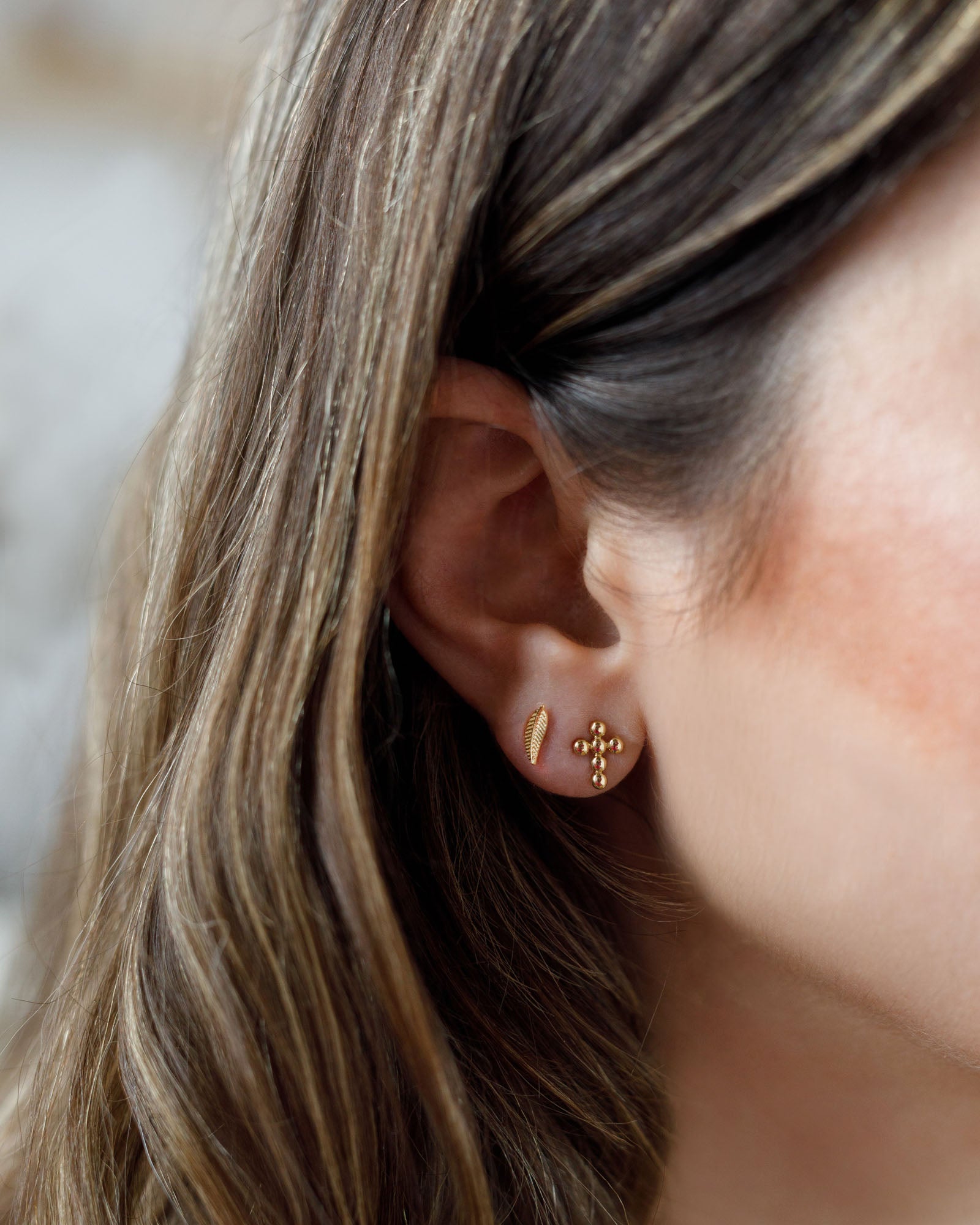 Beaded Cross Stud Earrings