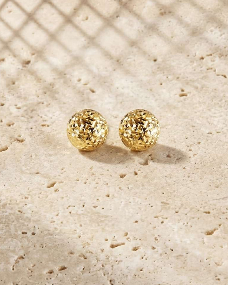 Diamond Cut Ball Stud Earrings