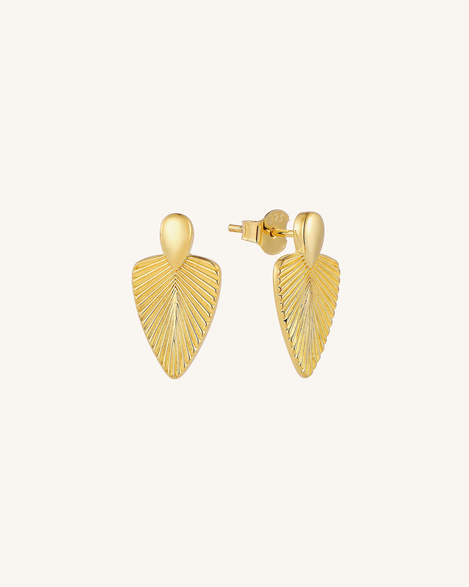 Ribbed Feather Stud Earrings