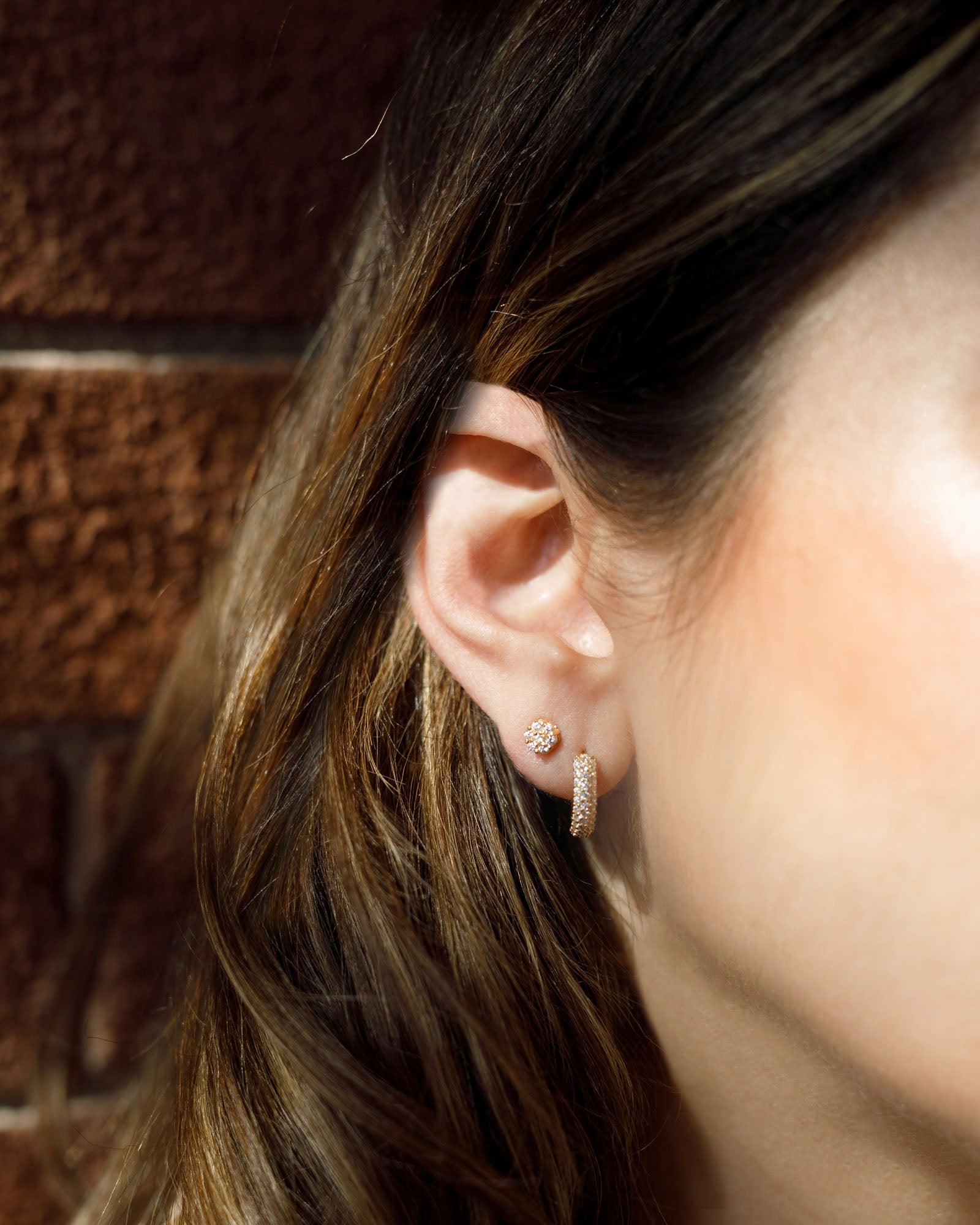 Triple-Row Micropavé Huggie Hoops
