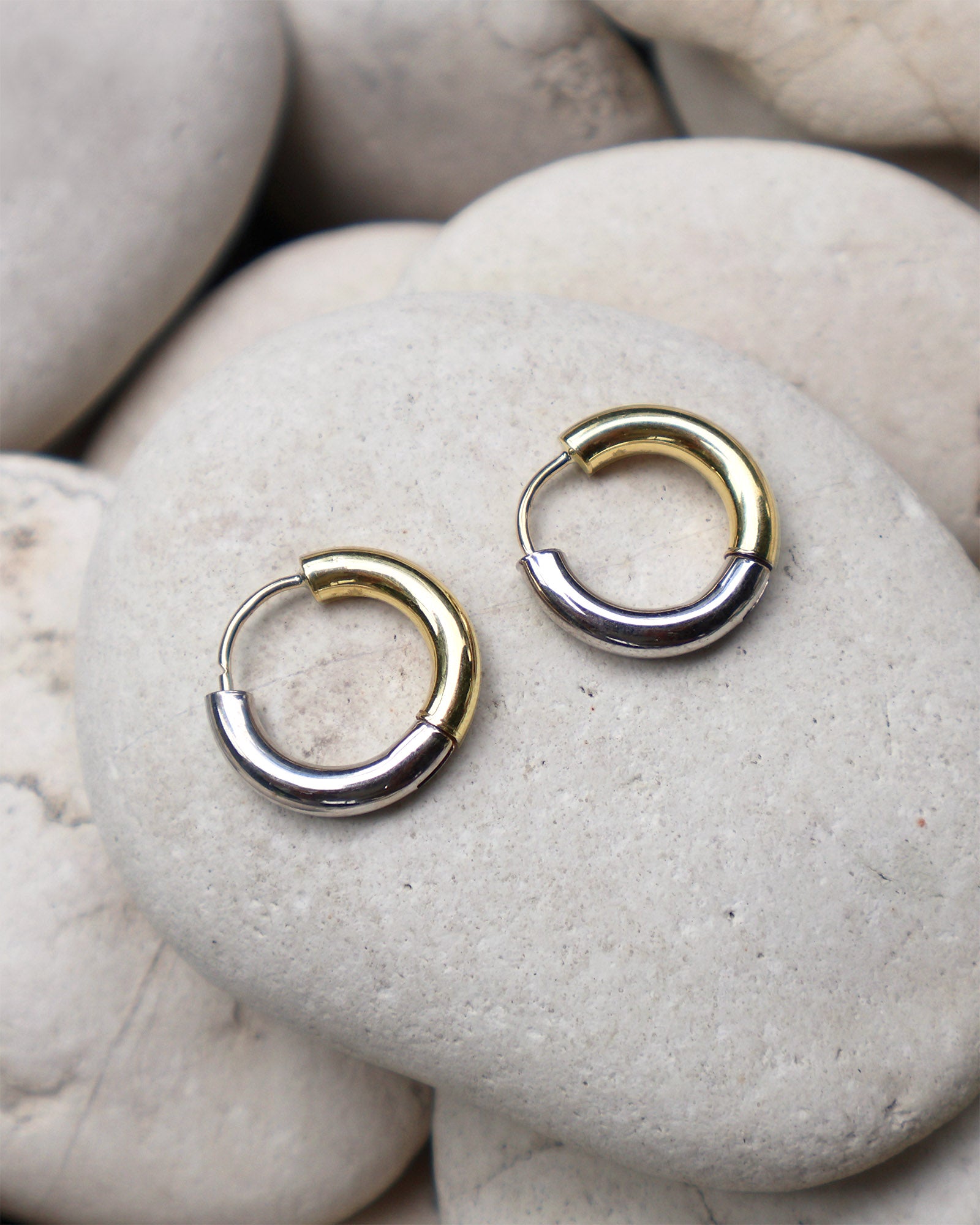 Bold Two Tone Reversible Huggie Hoops