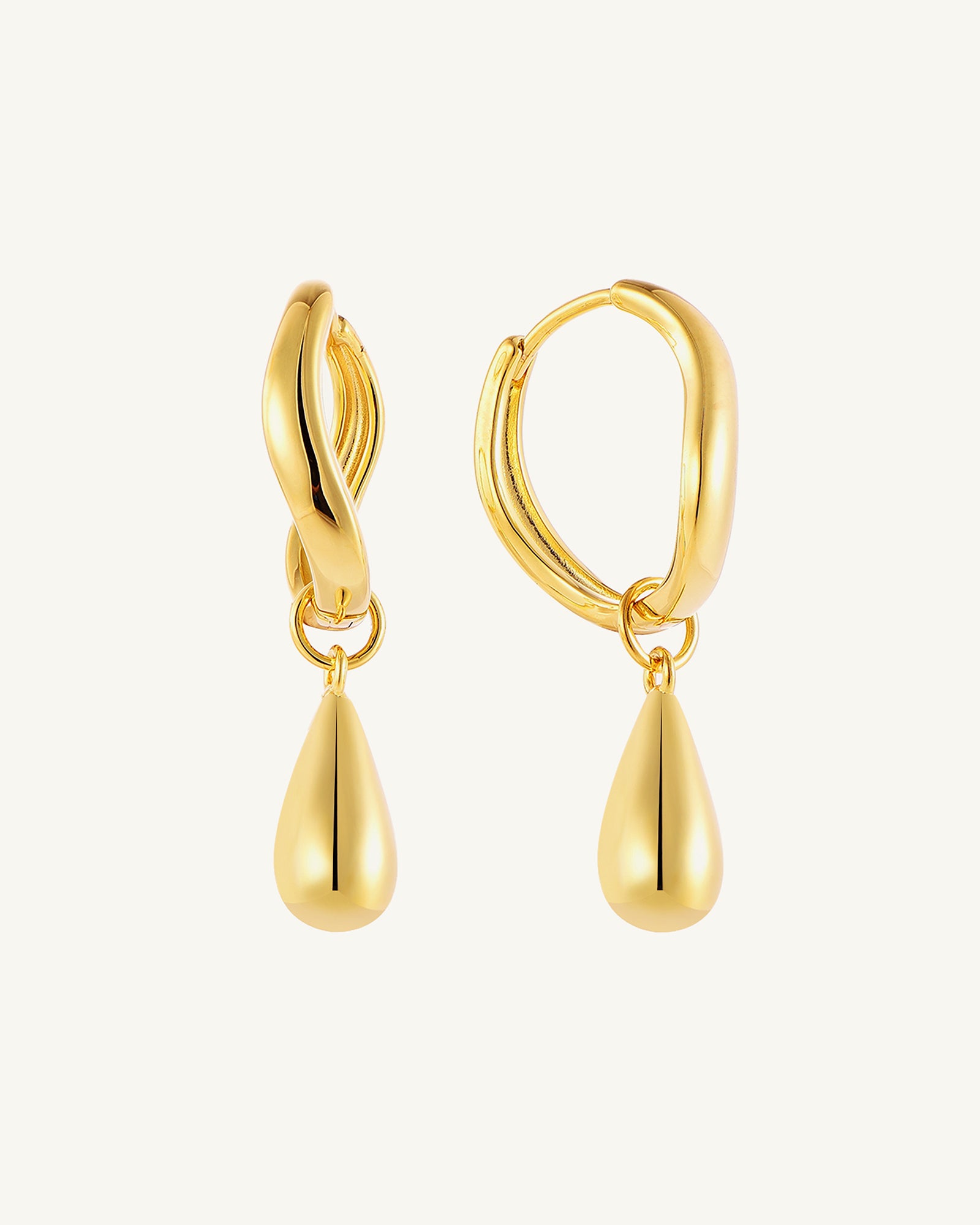 Wavy Teardrop Huggie Earrings