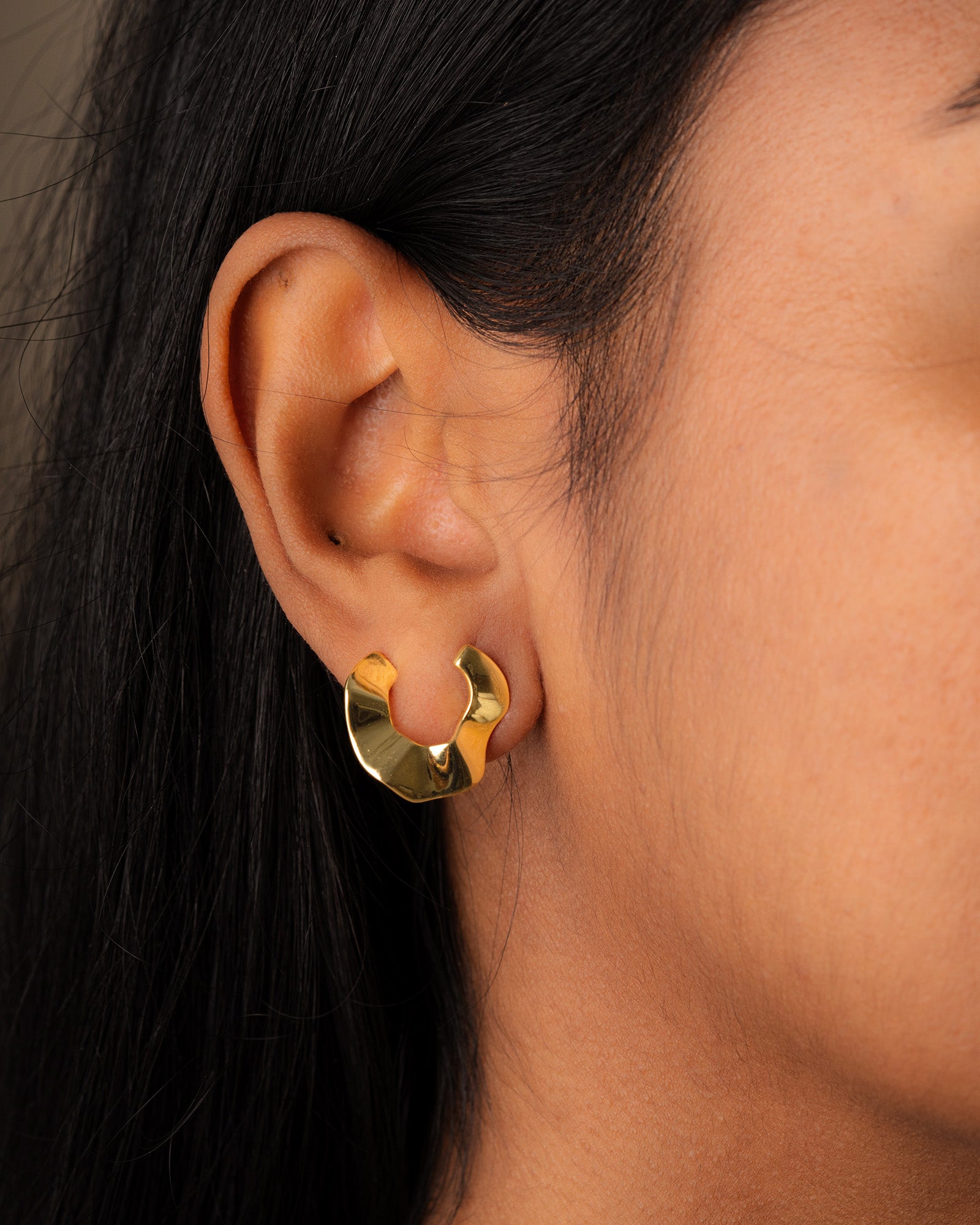 Ripple Statement Open Hoop Earrings