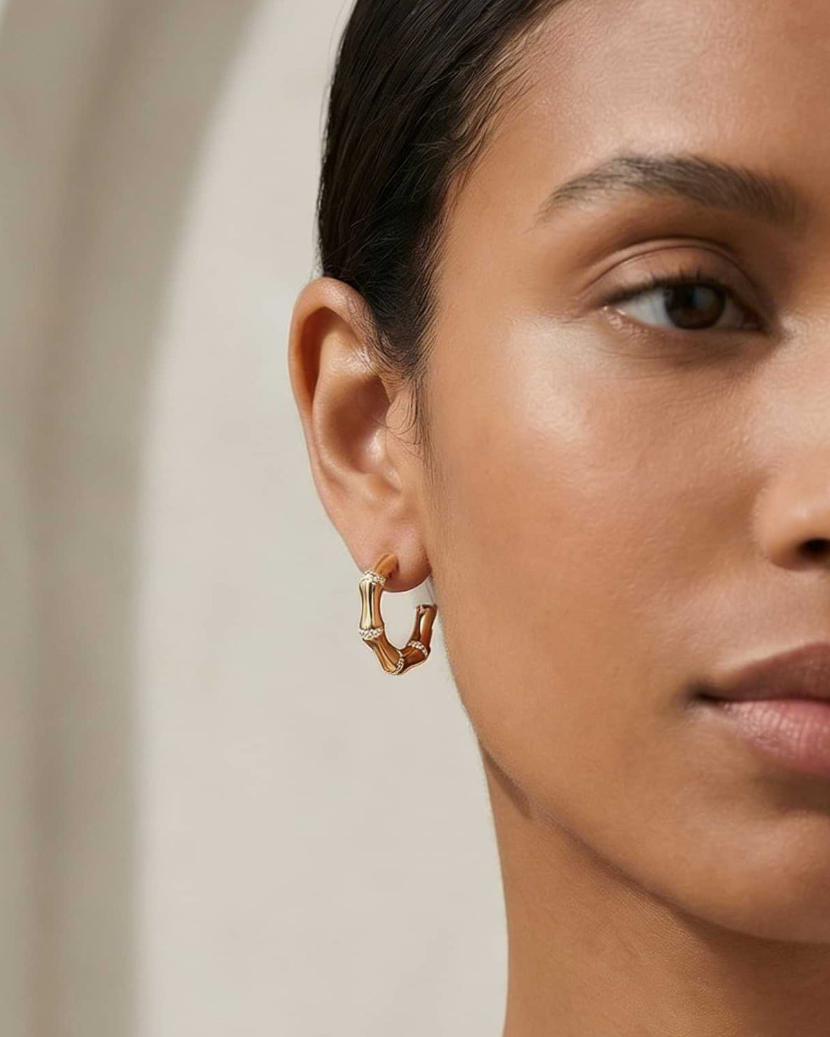 Gemstone Bamboo Hoops