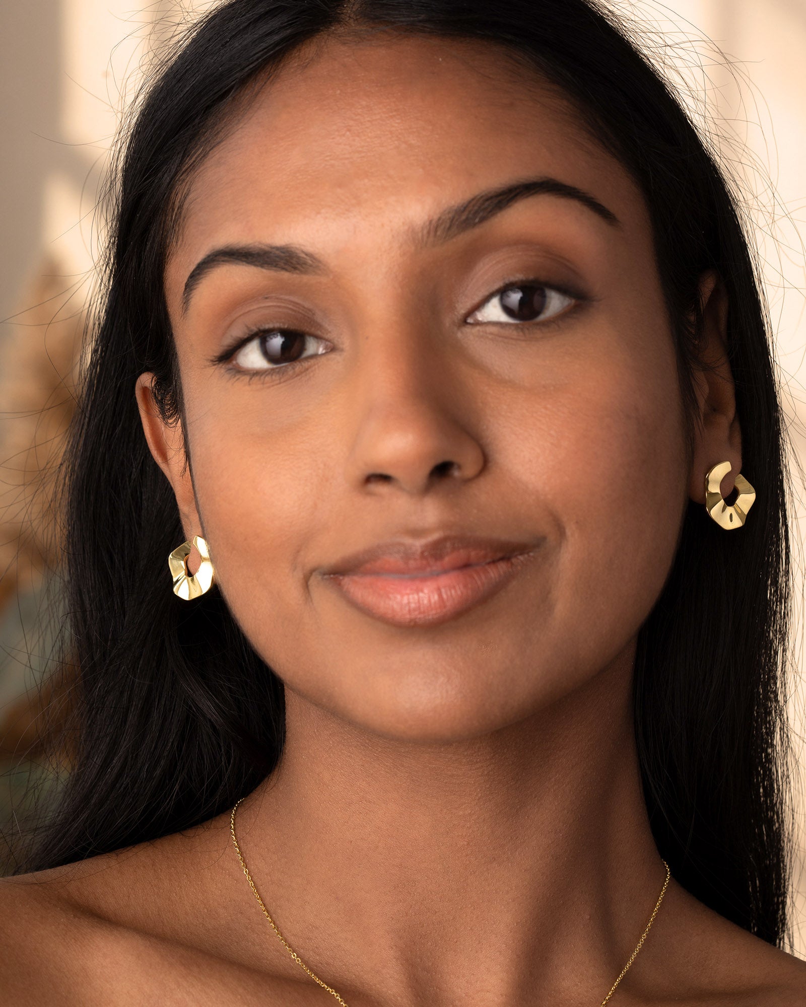 Ripple Statement Open Hoop Earrings