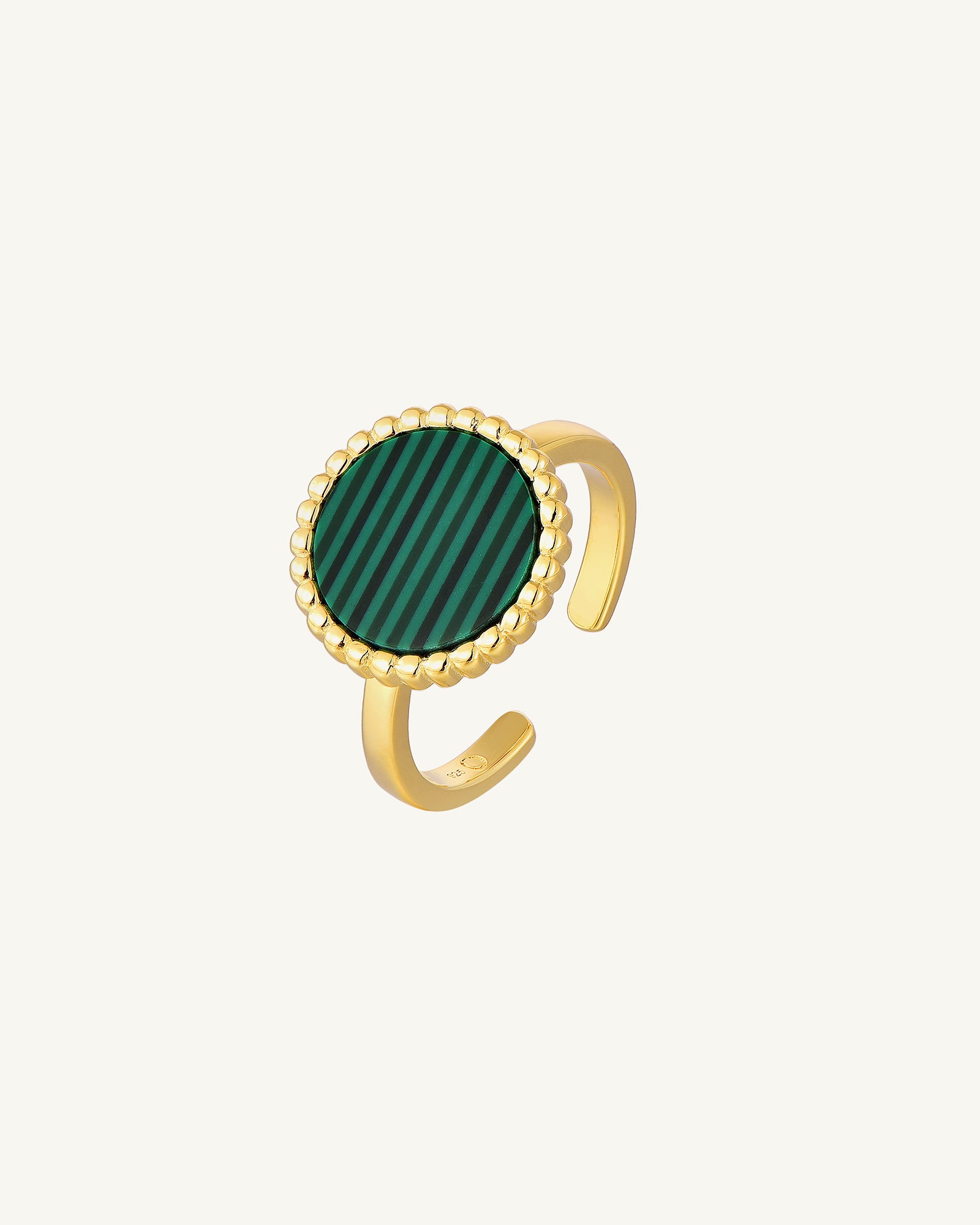 Beaded Malachite Resizable Ring