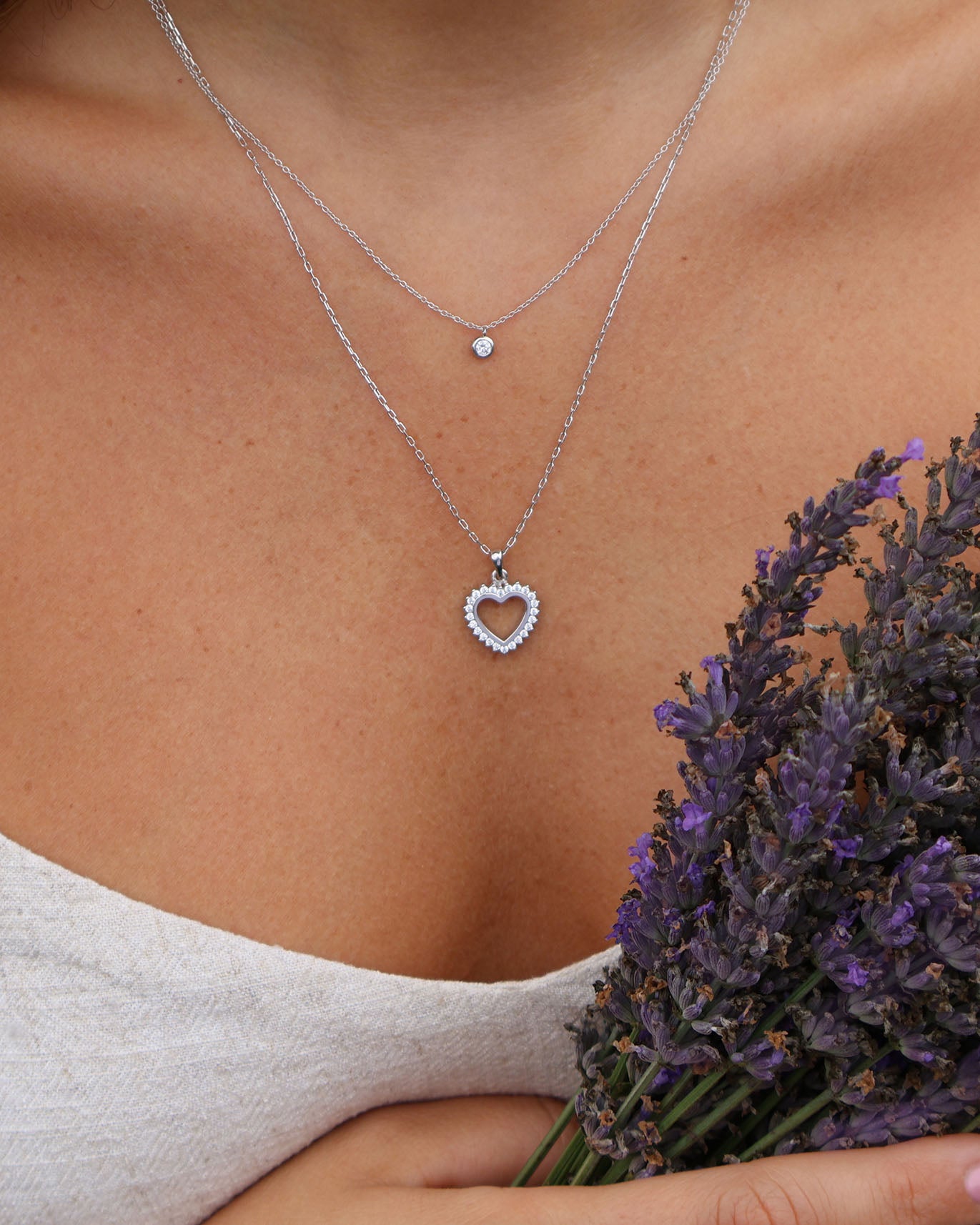 Heart Shape Halo Pendant Necklace