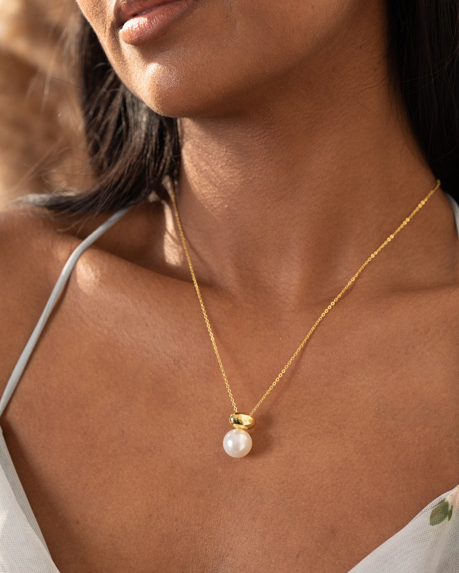 Gold Pearl Duo Necklace
