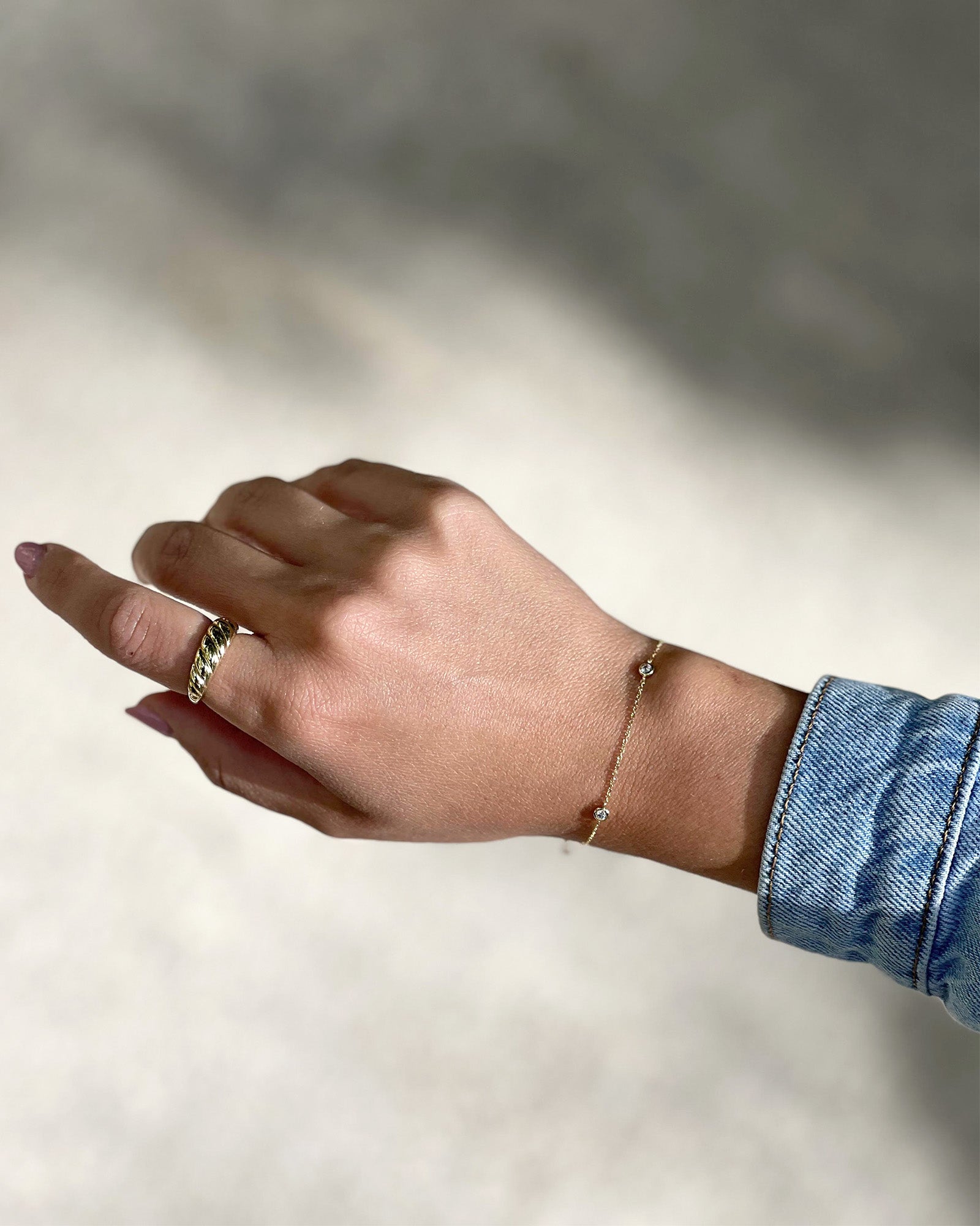 Gemstone Bezel Set Station Bracelet