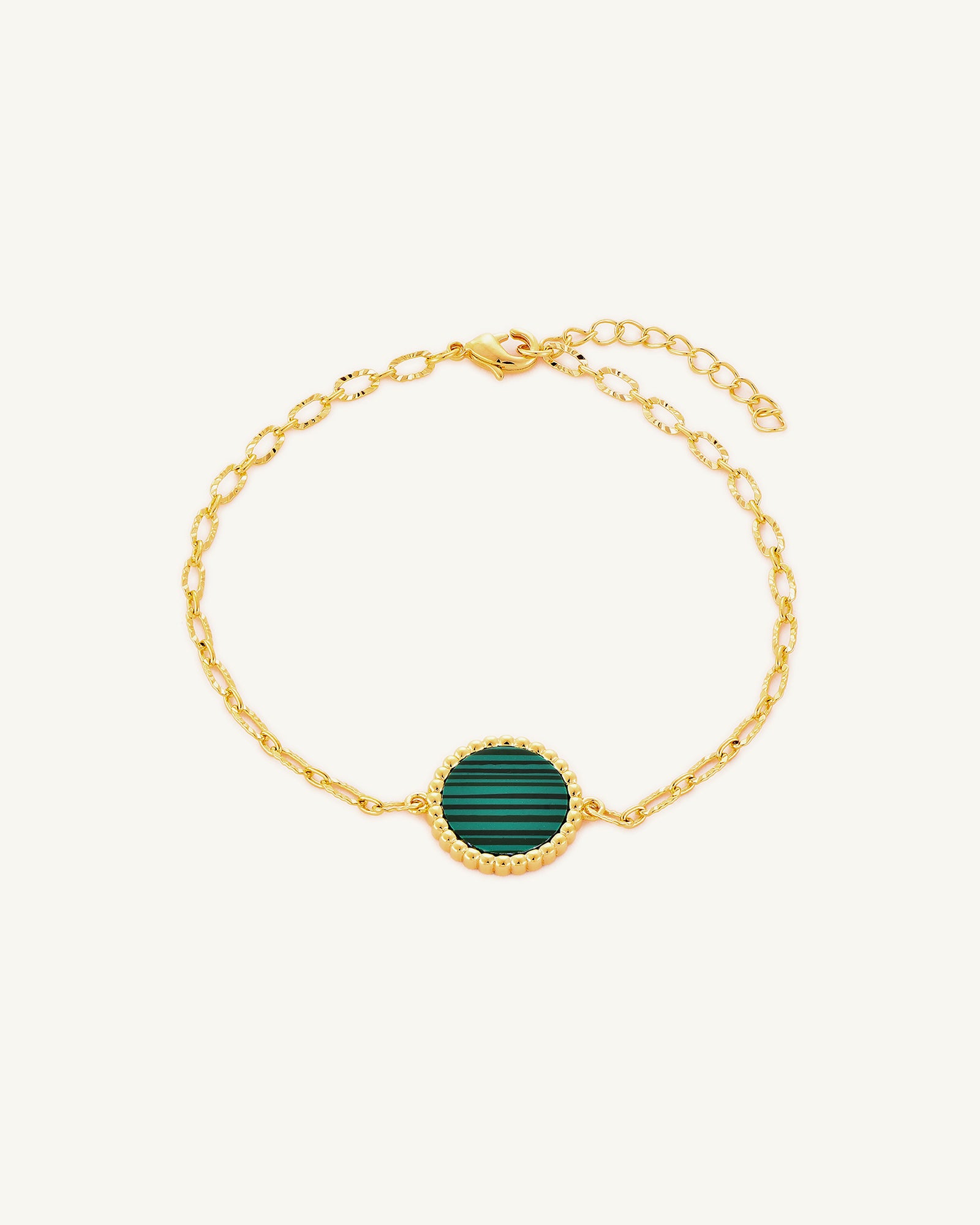 Beaded Malachite Charm Bracelet