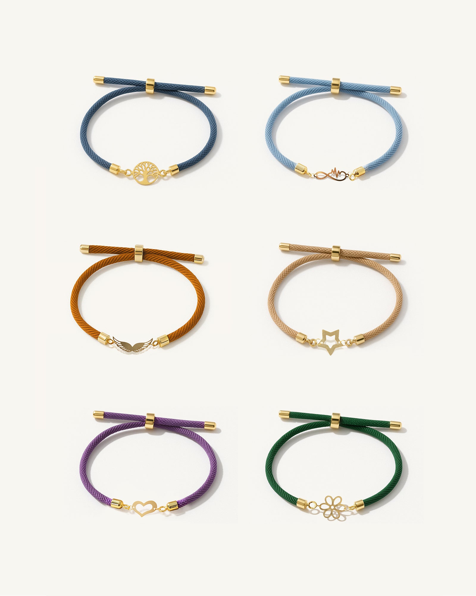 18K Gold Charm Cord Bracelet