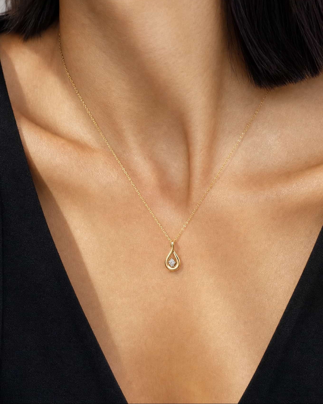 Floating Diamond Drop Necklace
