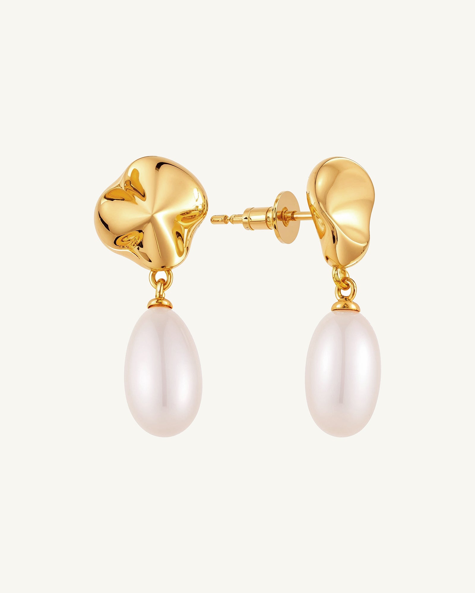 Ripple Petal Pearl Drop Earring