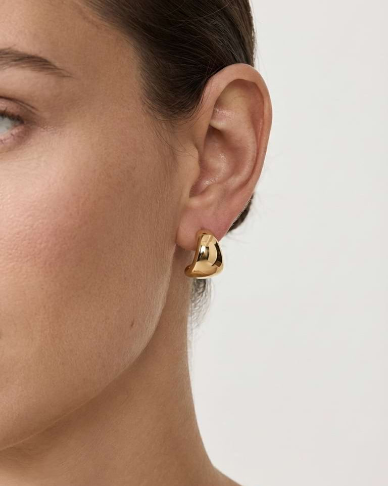 Wide Dome Huggie Earrings