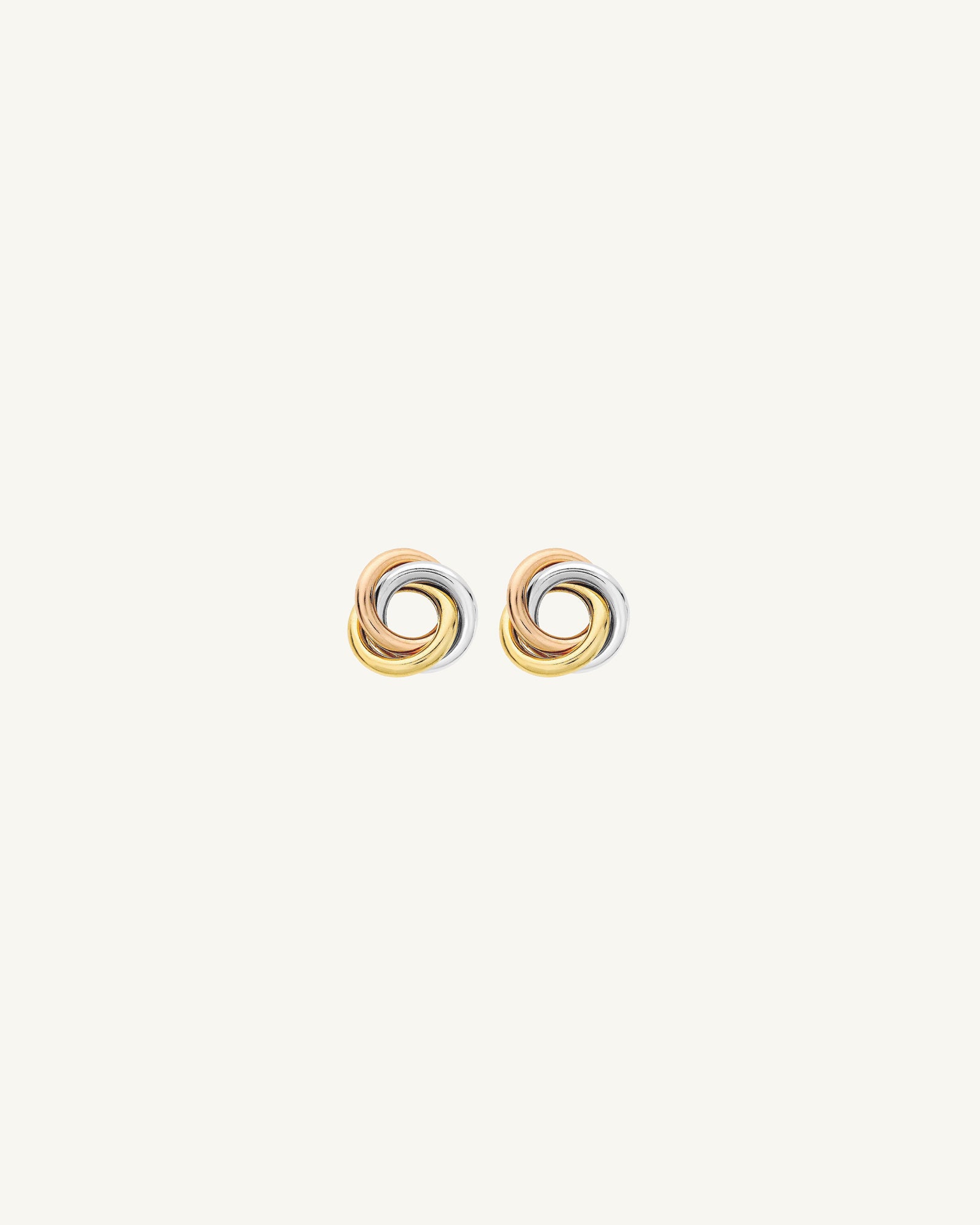 Tri-Tone Knot Stud Earrings