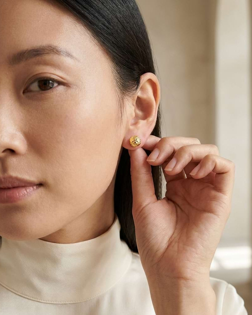 Diamond Cut Ball Stud Earrings
