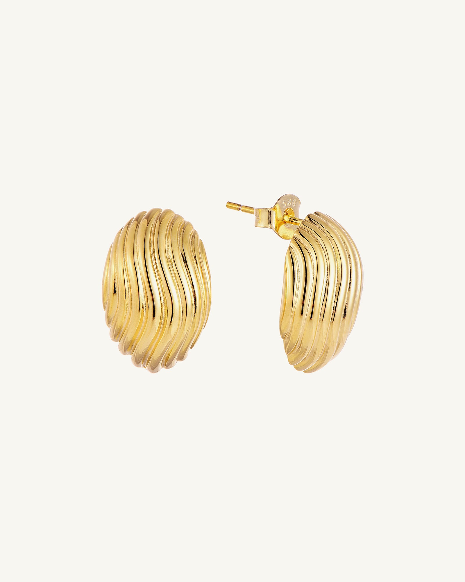 Ribbed Oval Stud Earrings