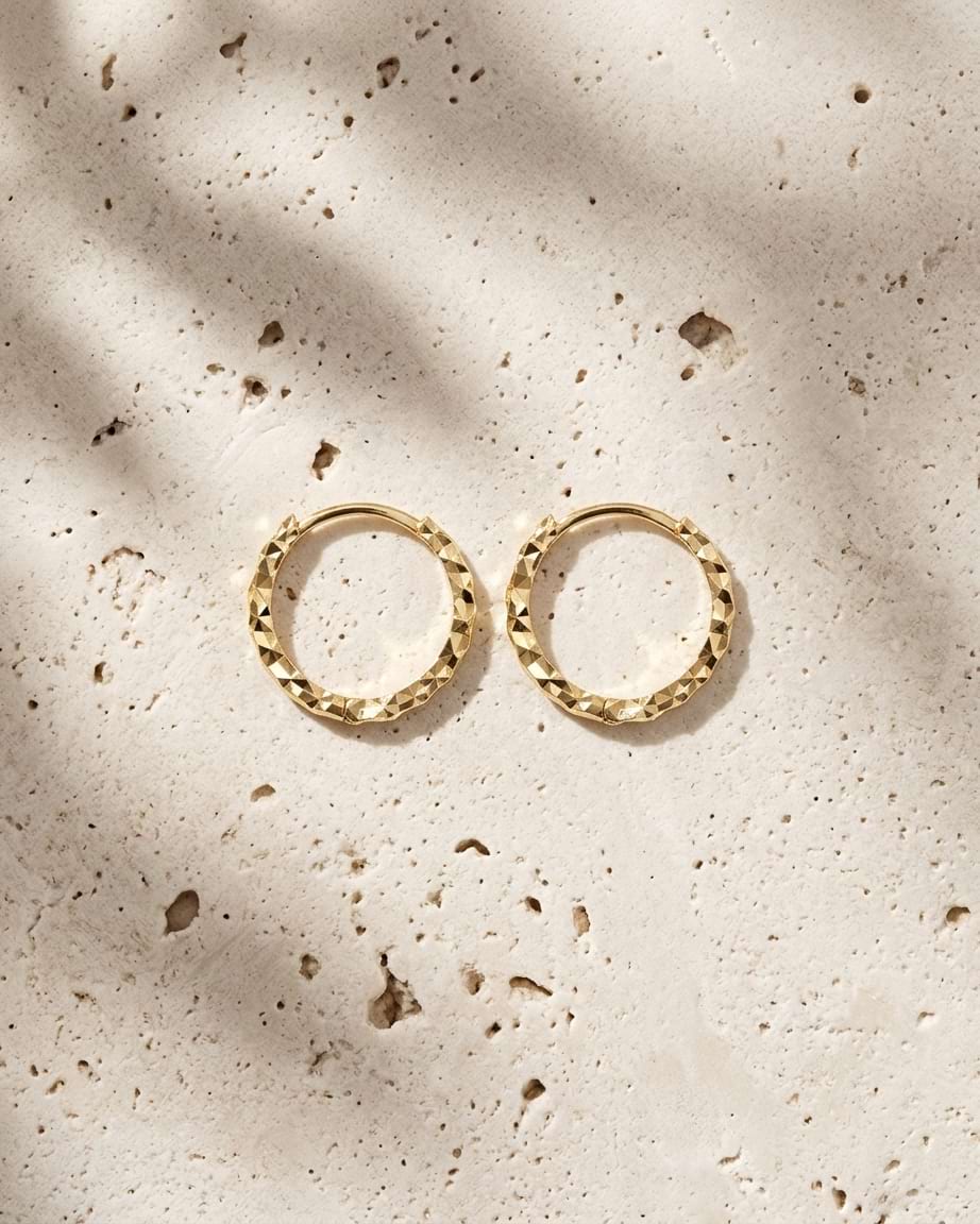 Diamond Cut Huggie Hoops