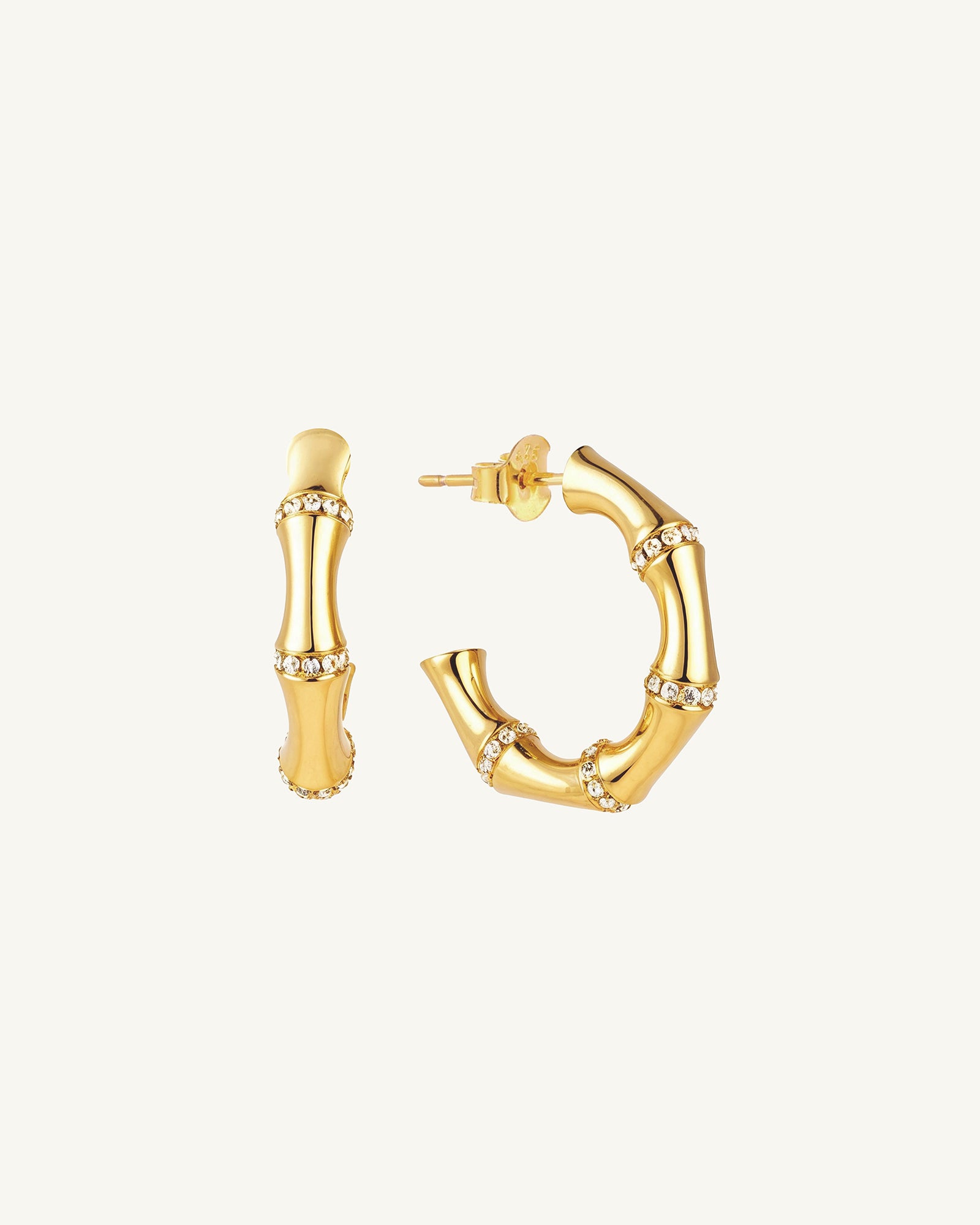 Gemstone Bamboo Open Hoop Earrings