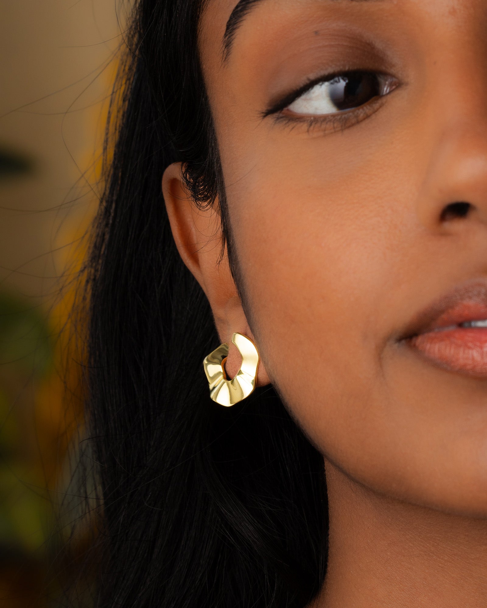 Ripple Statement Open Hoop Earrings