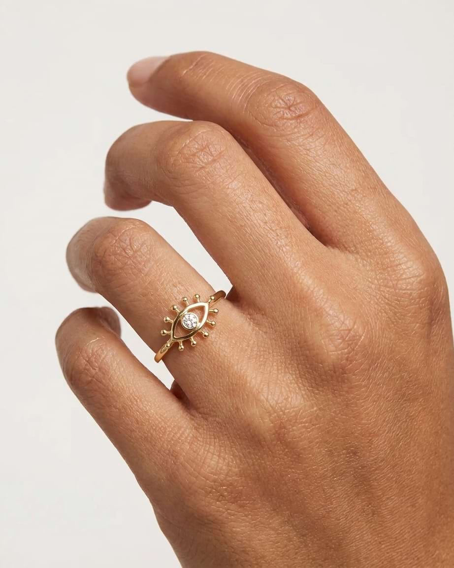 Evil Eye Stackable Gemstone Ring