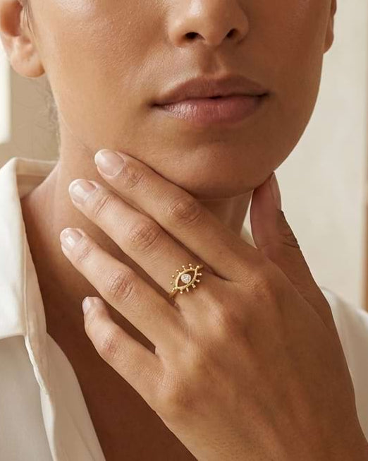 Evil Eye Stackable Gemstone Ring