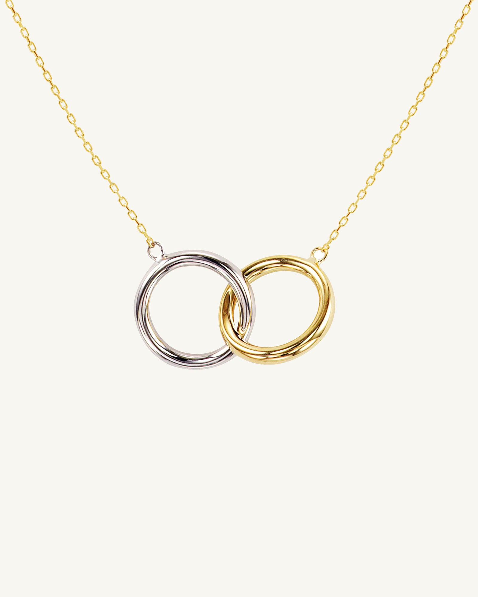 Two Tone Interlocking Circles Necklace