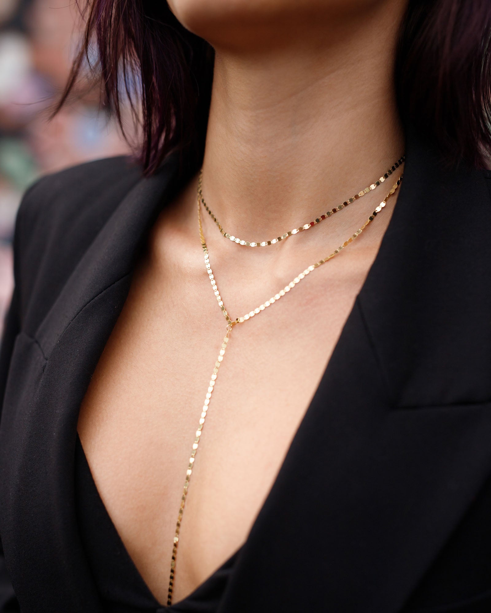 Mirror Chain Lariat Necklace