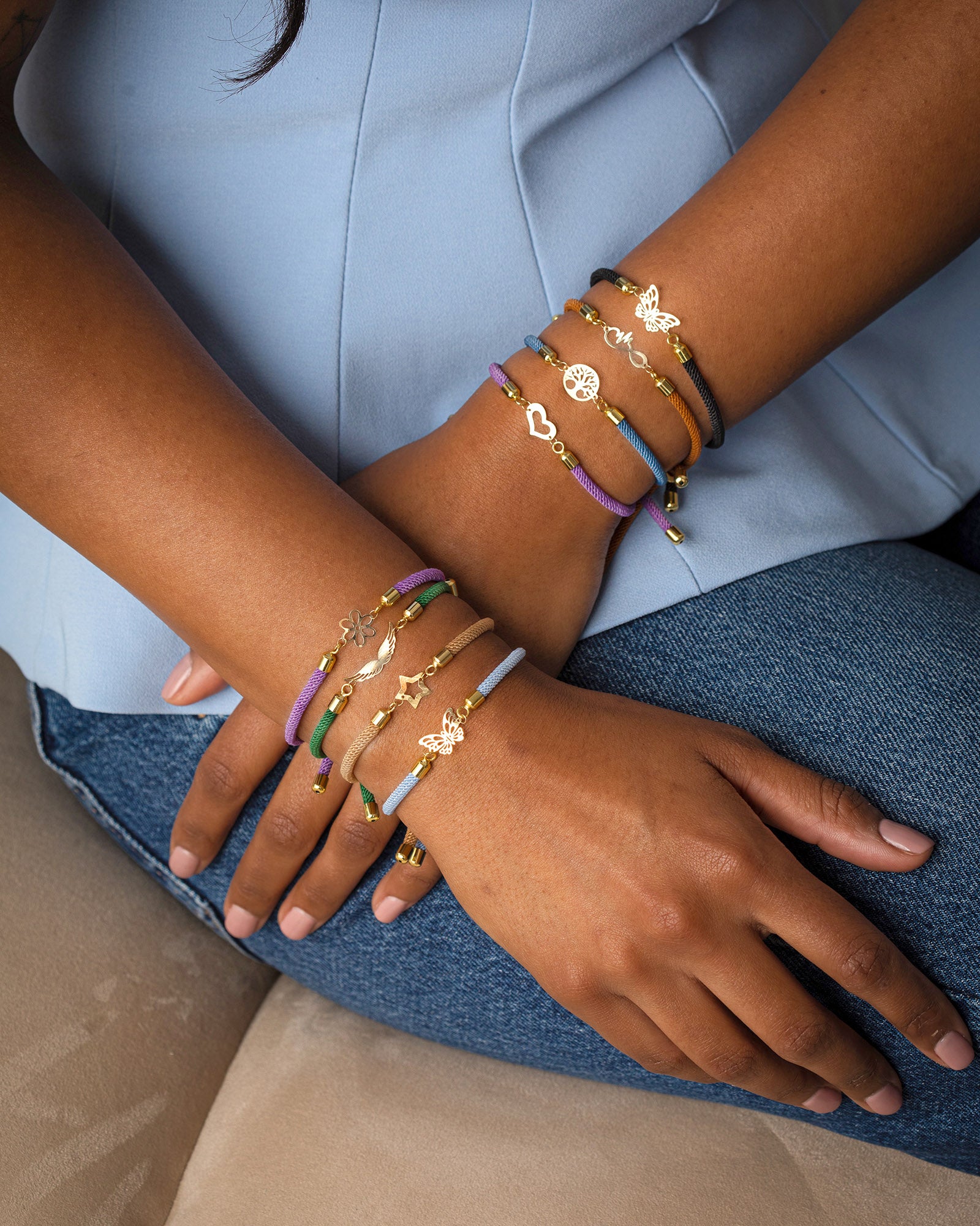 18K Gold Charm Cord Bracelet