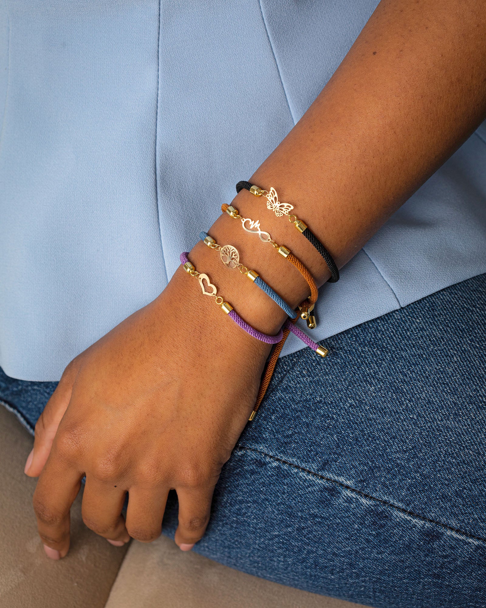 18K Gold Charm Cord Bracelet