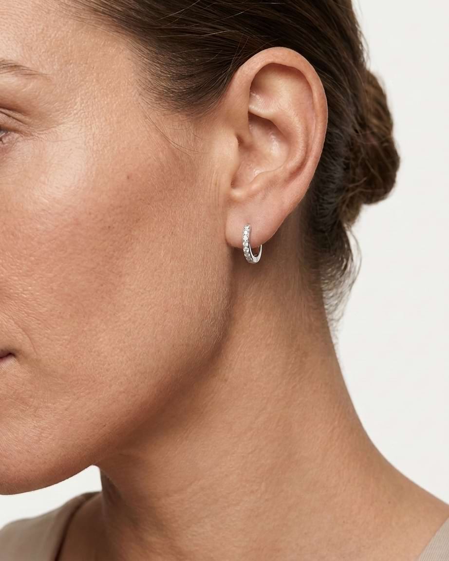 Channel Set Diamond Huggie Hoops
