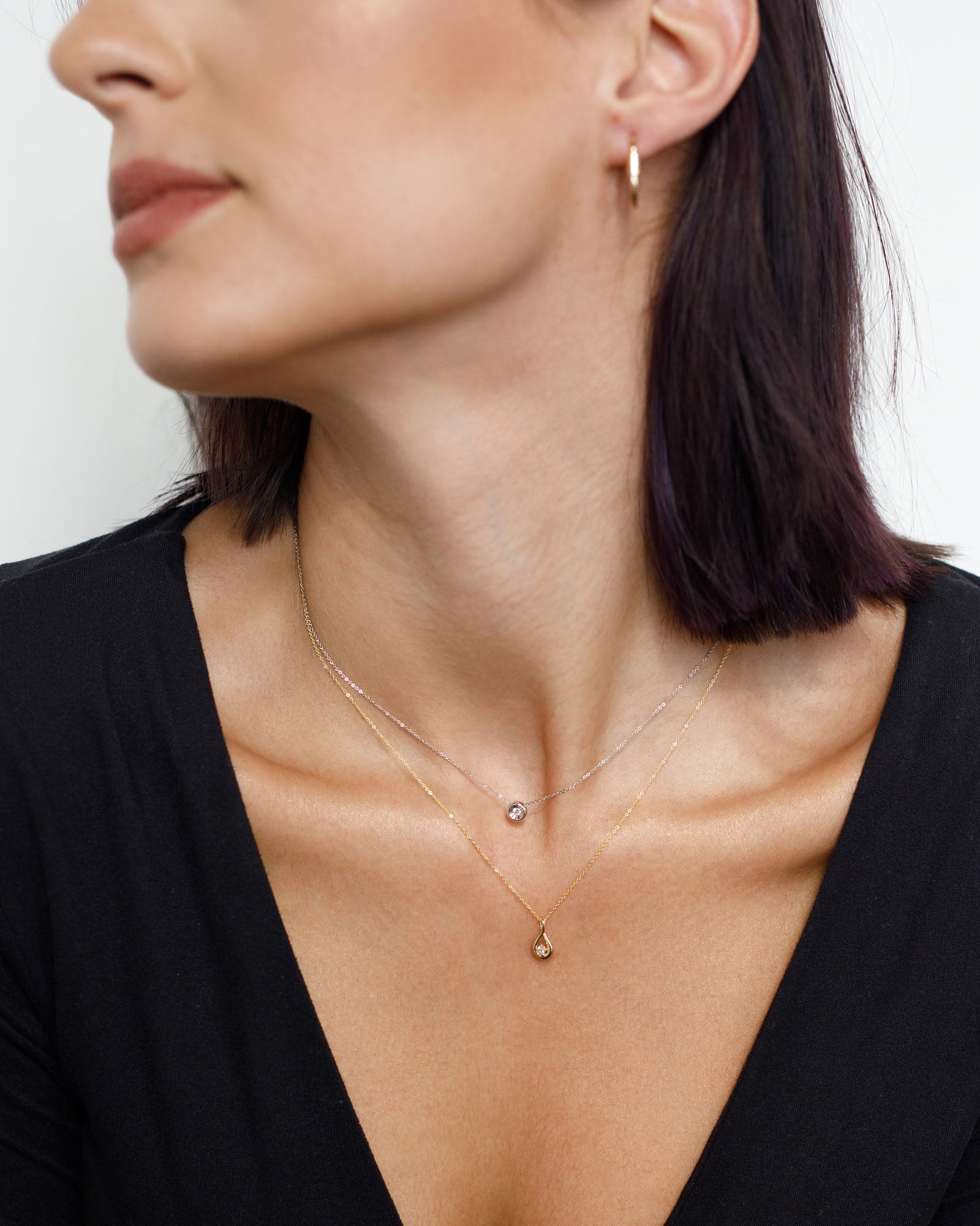 Floating Diamond Drop Necklace