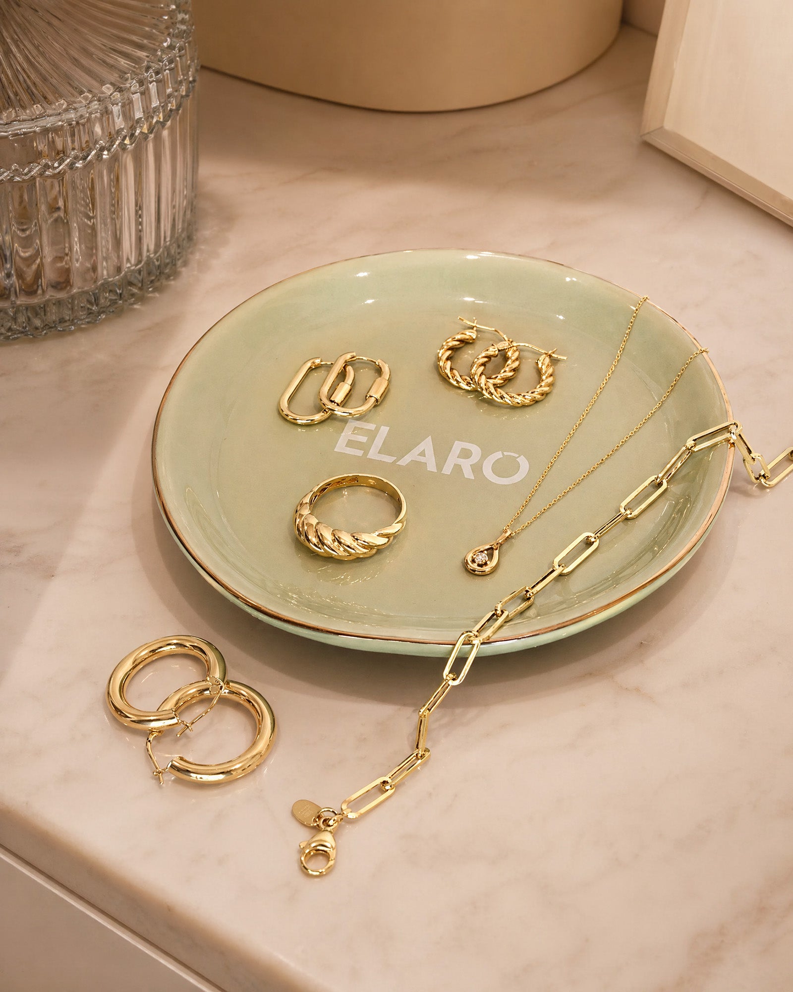 Elaro Green Jewelry Tray
