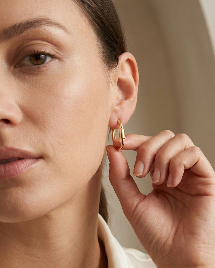Oval Link Hoop Earrings